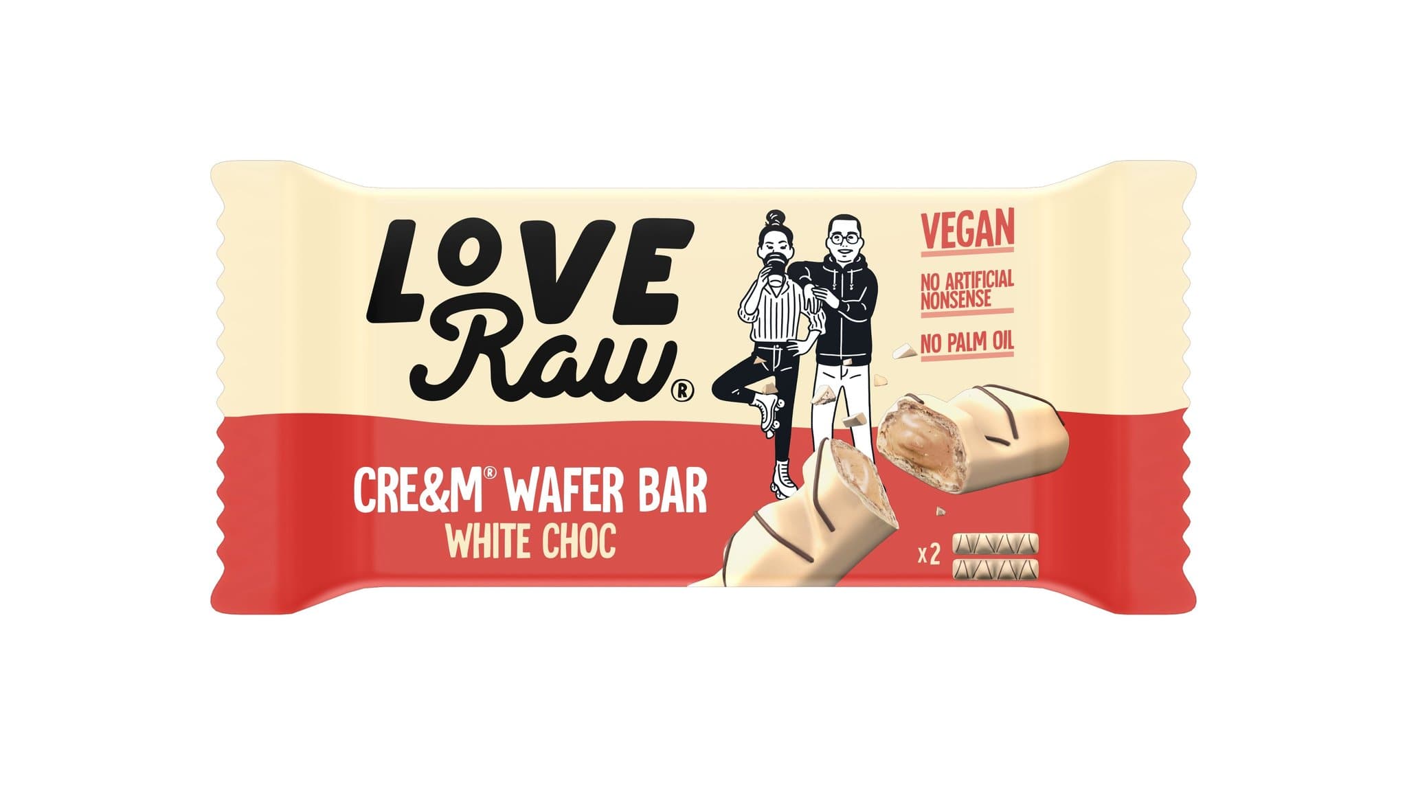 Love Raw Vegan Cream Fill Wafer Bar White Choc - 45g